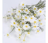 OUKEYI 12 Paquetes de Flores Artificiales Blancas, Margaritas Artificiales, Resistentes a los Rayos UV, Flores Silvestres Falsas con Tallos, arbustos de vegetación sintética, arreglos de Plantas para