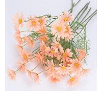 OUKEYI 12 paquetes de flores artificiales, margaritas de seda, resistentes a los rayos UV, arbustos vegetales, arreglos de plantas para el hogar y el jardín para decoración (champán)