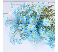 OUKEYI 12 paquetes de flores artificiales, margaritas de seda, resistentes a los rayos UV, arbustos vegetales, arreglos de plantas para el hogar y el jardín para decoración (azul)