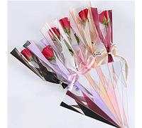 OUKEYI 150 unidades/6 colores de papel de regalo de flores, bolsa de embalaje de rosas individuales, suministros de ramo de floristería, papel de regalo floral impermeable de 17.7 x 5 x 1.6 pulgadas