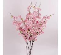 OUKEYI 4 ramas artificiales de cerezo sintético, 74 cm de largo, flores artificiales para ramas de flores de cerezo, arreglos de jarrón para primavera, boda, interior y exterior, decoración de fiesta
