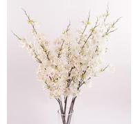 OUKEYI 4 ramas artificiales de cerezo sintético, 74 cm de largo, flores artificiales para ramas de flores de cerezo, arreglos de jarrón para primavera, boda, interior y exterior, decoración de fiesta
