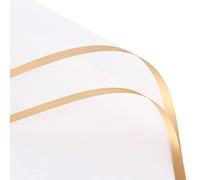 OUKEYI 40 ramos de flores de color puro con borde dorado, papel de embalaje translúcido impermeable, suministros de ramo de floristería para bodas, manualidades, regalo, 22.8 x 22.8 pulgadas (blanco)