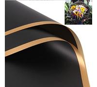 OUKEYI 40 ramos de flores de color puro con borde dorado, papel de embalaje translúcido impermeable, suministros de ramo de floristería para bodas, manualidades, regalo, 22.8 x 22.8 pulgadas (negro)