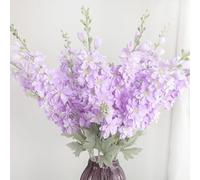 OUKEYI 6 Flores Artificiales de delfinio Lila, 85 cm, realistas, Elegantes, Formales, Seda, Flores Artificiales, Bodas, decoración del hogar