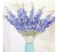 OUKEYI 6 flores falsas de 33.5 pulgadas, flores artificiales de delfinio, flores artificiales de seda, flores artificiales de espolón de larkspur flores de tallo largo para jarrón alto, decoración del