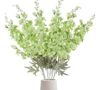 OUKEYI 6 flores falsas de 33.5 pulgadas, flores artificiales de delfinio, flores artificiales de seda, flores artificiales de tallo largo para jarrón alto, decoración del hogar, boda, fiesta (verde