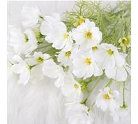 OUKEYI 6 Ramos de Flores Artificiales de Seda, 60 cm, Resistentes a los Rayos UV, para Exteriores, Color Blanco