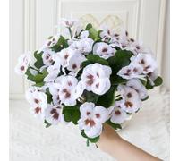 OUKEYI 8 paquetes de flores artificiales para pensamientos falsos al aire libre, pequeñas flores silvestres de plástico para el hogar, jardín, macizos de flores para plantas al aire libre (blanco)