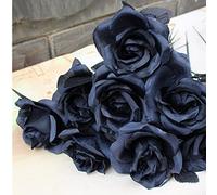 OUKEYI 8 rosas artificiales, rosas negras que no se decoloran, flores de seda falsas de un solo tallo, flores realistas para bricolaje, hogar, oficina, ramo de boda, decoración de Halloween (negro)