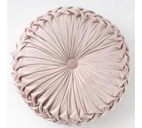 OUKEYI Cojín redondo de terciopelo de color puro de 13.8 pulgadas, cojín redondo plisado, almohada de calabaza, adecuado para decoración del hogar, cama y coche (rosa)