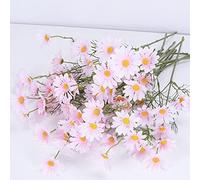 OUKEYI Flores artificiales, 12 paquetes de margaritas artificiales de seda, resistentes a los rayos UV, flores silvestres falsas con tallos, arbustos verdes, arreglos de plantas para el hogar, jardín