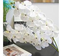 OUKEYI Flores artificiales blancas de Phalaenopsis, tallos de orquídea, flores artificiales de látex de tacto real, ramas de Phalaenopsis, 9 flores grandes, 68 cm, 6 unidades