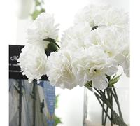 OUKEYI Flores artificiales de 18 pulgadas, 10 piezas de claveles, hortensias de seda, ramo de boda para el hogar, jardín, fiesta, oficina, decoración de cafeterías (blanco)