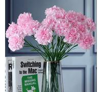 OUKEYI Flores artificiales de 18 pulgadas, 10 piezas de claveles, hortensias de seda, ramo de boda para el hogar, jardín, fiesta, oficina, decoración de cafeterías (rosa)