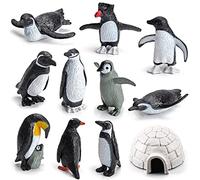 OUKEYI Juego de mini animales árticos, 11 figuras realistas de pingüino, juego de aventura, juguetes educativos tempranos, decoración de pasteles, suministros de Navidad y fiesta de cumpleaños