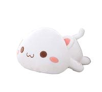 OUKEYI Lindo juguete de peluche de gatito de peluche para mascotas, gatito de anime, almohada de peluche suave para niños (blanco)