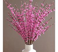 OUKEYI OUKEYI-100882 - 8 flores artificiales de jazmín de 29.5 pulgadas de largo, ramas secas para bodas, hogar, fiestas, oficina, fiesta, decoración de bricolaje (rosa oscuro), 8 unidades