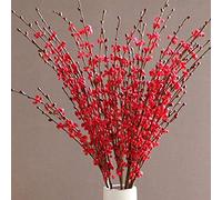 OUKEYI Ramo de Flores Artificiales de jazmín de 29.5 Pulgadas de Largo para Hotel, hogar, Oficina, Cocina, Dormitorio, Boda, Fiesta, decoración de Bricolaje (Rojo)