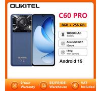 Oukitel C60 PRO 4G Smartphone 10000mAh Batería Grande 6,88 "HD 90Hz 24GB + 256GB Arm Mali G57 1Cocre @ 650MH Android 15 Teléfono Celular Portátil Azul