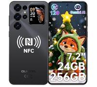 OUKITEL C68 Plus Telefonos Moviles Libres - 7,2 Pulgadas HD+ 120Hz 1.8" Pantalla Trasera 24GB RAM+256GB ROM/TF 1TB Telefono Movil, 6000mAh, 64MP+8MP, Android 15, 4G Dual SIM/Face ID/Fingerprint/NFC