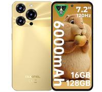 OUKITEL C69 Teléfonos Inteligentes - 7,2 Pulgadas HD+ 120Hz 16GB RAM+128GB ROM/TF 1TB Telefonos Moviles Libres, 64MP+8MP, Batería 6000mAh, Android 15 Smartphone, 4G Dual SIM/Face ID/Fingerprint-Dorado