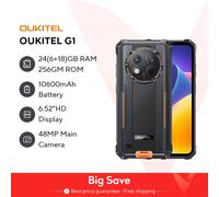 Oukitel G1 Smartphone resistente Android 6,52 ''10600mAh 24GB + 256GB teléfono resistente Android14 48MP HD + cámara teléfono celular Gray