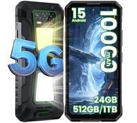 OUKITEL Móvil Irrompible 5G WP58 Pro 24GB RAM+512GB ROM/1TB TF Luces de Camping Duales 1000/900LM Android 15 Móvil Rugerizado 6.7" 120Hz/10000mAh & 33W/64MP+8MP Visión Nocturna/NFC/GPS/Brújula/OTG