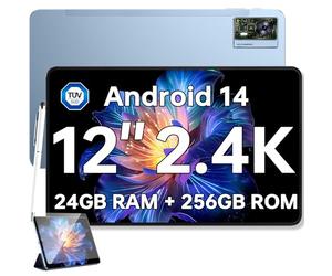 OUKITEL OT5S Tablet Android 14-12 Pulgadas, 24GB (6+18) RAM+256GB ROM (TF 2TB), 2.4K Pantalla IPS, 8250mAh, 16MP, Dual 4G LTE/5G WiFi, Widevine L1, Octa Core con Lápiz y Funda