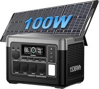 OUKITEL P1000 PLUS - Generador solar de 1800 W con panel (pico de 3600 W), estación de energía de 1024 Wh de 1200 W de carga rápida, control de aplicaciones de emergencia LiFePO4 batería para respaldo