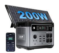 OUKITEL P2400E Estación de Energía Portátil con 200W Panel Solar plegables,2048Wh LiFePO4,Generador Solar con Enchufe de 4 AC,2400W(4800W Pico) 240V,Carga Rápida en 1 Hora(0-80%),para Camping,Viajes