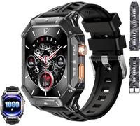OUKITEL Reloj Inteligente Hombre BT80, Batería de 1000 mAh para 100 días, Pantalla AMOLED de 2,13", Resistente al Agua 5ATM, Smartwatch Militar con Llamadas Bluetooth,100 Modos de Deporte