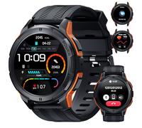 OUKITEL Reloj inteligente para hombre, reloj militar Smart Watch con llamadas de voz, 1.43 AMOLED Screen 24/7 sueño pulsómetro, 100+ rastreador de fitness deportivo para iOS Android