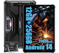 OUKITEL RT8 Tablet Rugerizada Android 14-12GB RAM + 256GB ROM Rugged Tablet, Batería 20000mAh, 11 Pulgadas FHD+, 48MP+20MP Visión Nocturna Tablets, Carga Rápida de 33W, 5G WiFi/NFC (con Soporte)