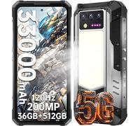 OUKITEL WP100 5G Móvil Rugerizado - 33000mAh/66W Móvil Irrompible 36GB+512GB Movil Resistente 1200 Lúmenes Luz de Camping Movil Todoterreno 120Hz 6.8" FHD+, 200MP+32MP+20MP Peso: 828 g/NFC/OTG/Face ID