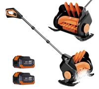 OUKMXSY Quitanieves eléctrico de 21 V, Pala quitanieves a batería (2 baterías), Profundidad 15 cm, Ancho 40 cm, Alcance 10 m, 3 velocidades