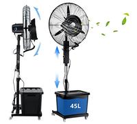 OUKMXSY Ventilador de Pedestal nebulizador para Exteriores con Tanque de Gran Capacidad de 45 L, Kit de nebulización, función de oscilación, Ventilador de refrigeración de Altura Ajustable