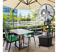 OUKMXSY Ventilador de Pedestal oscilante Comercial para Exteriores con nebulizador, Altura Ajustable, Tanque de 11 galones, 3 velocidades de enfriamiento (81 cm/31,9 Pulgadas)