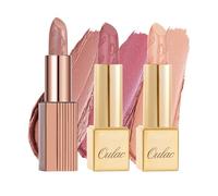 Oulac Nude - Juego de pintalabios metálico brillante, acabado metálico mate, fórmula altamente pigmentada e hidratante, suave y sin granos, vegano, 2 unidades