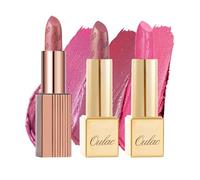 Oulac Nude - Juego de pintalabios metálico brillante, acabado metálico mate, fórmula altamente pigmentada e hidratante, suave y sin granos, vegano, 2 unidades