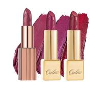Oulac Nude - Set de 2 labiales metálicas brillantes, acabado metálico mate, fórmula altamente pigmentada e hidratante, suave y sin granos, vegana