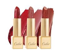 OULAC Set de Pintalabios Rojo Brillo Metálico, Brillo 3D de Larga Duración, Barras de Labios de Alta Pigmentación y Cobertura Total, Fórmula Cremosa e Hidratante, Vegan 3PCS