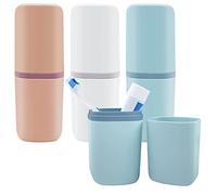 Oulesvte 3 Piezas Estuche para Cepillo Dientes, neceser de Plástico para Pasta, Portátil, Antibacteriano, Caja para Camping, Viajes, Casa, Escuela (3 Colores)