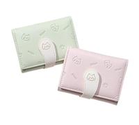 OuLi Store - 2 tarjetas de crédito, diseño de billetera, multiusos, cierre de cremallera, protección RFID, piel sintética