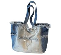 OuLi Store - Bolso de mezclilla para mujer, gran capacidad, estilo casual, bolsa de mensajero de mezclilla, bolsillos múltiples, bolso de mezclilla (azul)