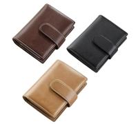 OuLi Store - Lote de 3 titulares de tarjetas de crédito, con cierre de cremallera, protección RFID de piel sintética