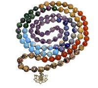 OuLi Store - Pulsera de piedra para hombre/mujer, 8 mm, natural, piedra energética, collar de pulsera Mala, 108 perlas con encanto namaste