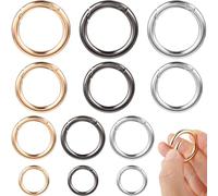 Ouligay 12 mosquetones redondos de 20 - 30 mm, anillo en O, mosquetón redondo, pequeño llavero, oro, plata, metal, llavero, accesorios para bolsos, manualidades, manualidades