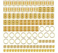 Ouligay 120 piezas de accesorios para el pelo dorados para rastas joyas festivales accesorios para el cabello para trenzas plateadas anillos de pelo colgantes para el pelo trenzas joyas anillos