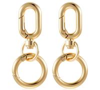 Ouligay 2 mosquetones giratorios para llaveros dorados de metal con articulación giratoria, con anilla en O extraíble, para manualidades, bolso de mano, manualidades